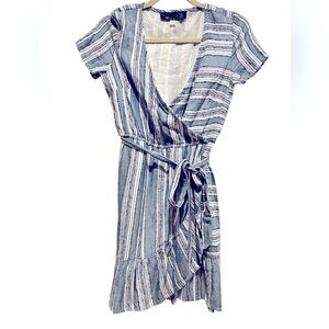 Blue Rain Wrap Style Dress Womens Size Medium